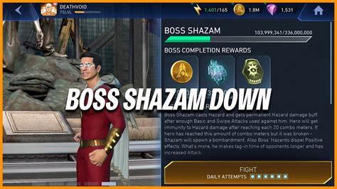 Injustice Mobile Boss Shazam Down Rewards Taste Of Evil Heroic