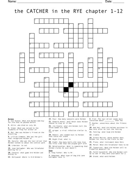 The Catcher In The Rye Chapter 1 12 Crossword Wordmint