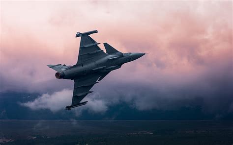 Saab Jas Gripen Cielo Nocturno Luchador Sueco Aviones Militares