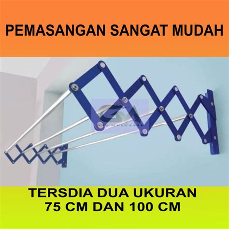 Jemuran Dinding Lipat Ukuran 1 Meter Kekuatan Bisa Menahan Beban 20 Kg