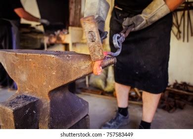 Blacksmith Hitting Piece Hot Metal Hammer Stock Photo Shutterstock