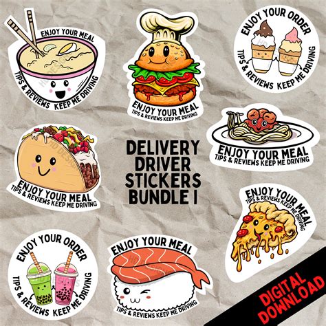 Cute Food Delivery Stickers Increase Your Tips BUNDLE OF 8 Etsy