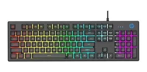 Teclado gamer HP K500F QWERTY español color negro con luz RGB