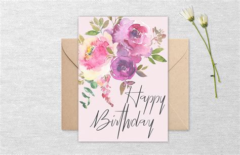 Printable Purple Floral Birthday Card Etsy Canada In 2022 Birthday