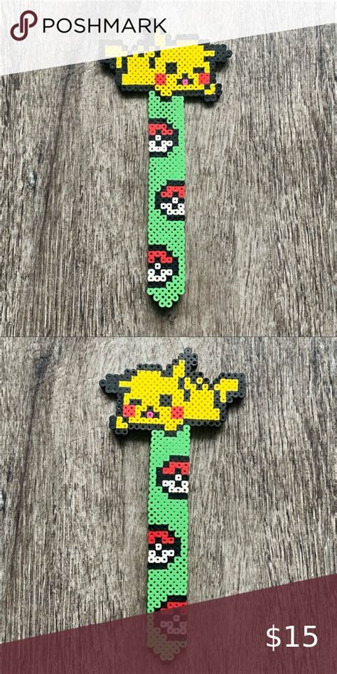 Pokémon Pikachu perler beads book mark handmade collectible Pony Bead