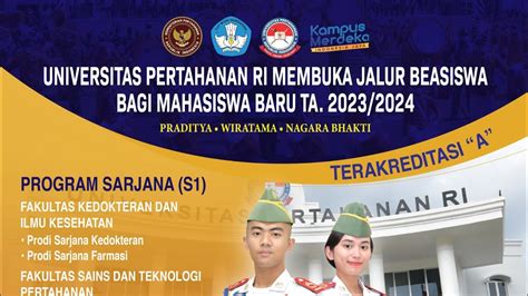 Dibuka Beasiswa PMB Unhan RI 2023 Universitas Pertahanan YouTube