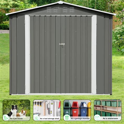 Yamissi 7' x 4.2' Outdoor Storage Shed, Large Metal Tool Sheds, Heavy Duty Storage House with ...