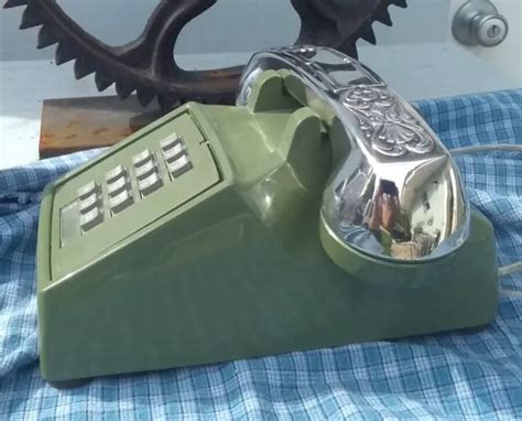 Vintage Western Electric Push Button Telephone Avocado Green Unique