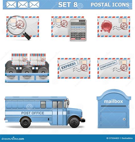 Vector Postal Icons Set 8 Stock Vector Illustration Of Confidential