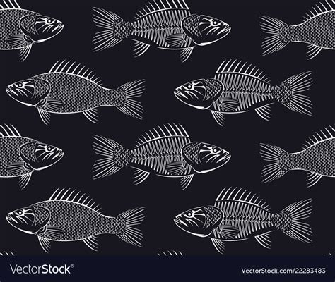 Seamless background with drawn sketches of fish Vector Image