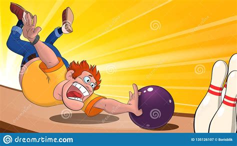 Illustration Of A Man Throwing A Bowling Ball On The Playing Field A