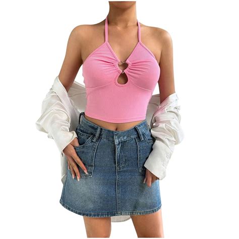 Women S Fashion Sexy Love Hoop Pleated Slim Solid Sleeveless Tee Shirt Women Ebay