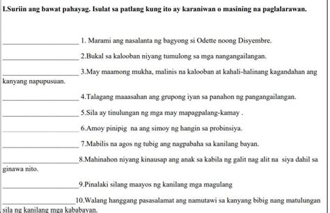 Suriin Ang Bawat Pahayag Isulat Sa Patlang Kung Ito Ay Karaniwan O