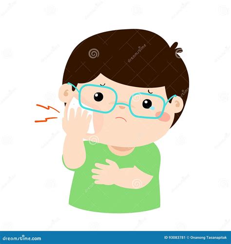 Little Boy Having Toothache Cartoon 93083781