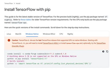 Tensorflow Gpu版最新安装说明 哔哩哔哩