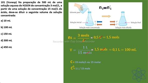 Cap 01 Exer 101 Vunesp Na Preparação De 500 Ml De Uma Solução Aquosa De H2so4 De