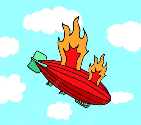 Zeppelin On Fire Fallingbig Failure Air Vehicle Failure Accident Vector