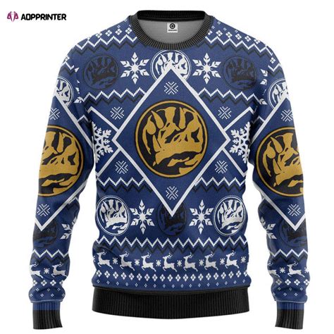 Mighty Morphin Blue Power Ranger Custom Ugly Christmas Sweater Aopprinter