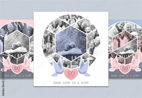 Social Media Post Layouts With Geometric Photo Collage Elements Stock