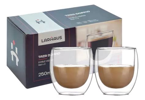 2 Tazas Larhaus Barista Doppio Jarro Vaso Doble Vidrio 250cc Color