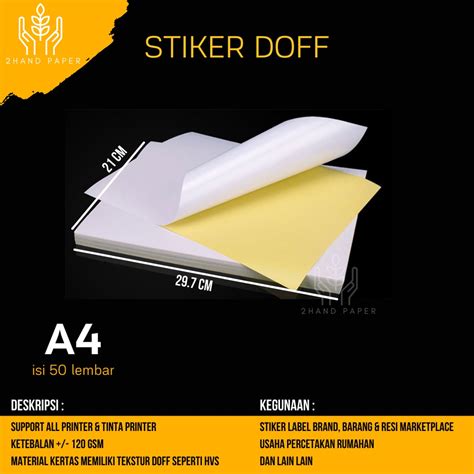 Jual Kertas Stiker HVS A4 Isi 50 Lembar Stiker Label Makanan A4