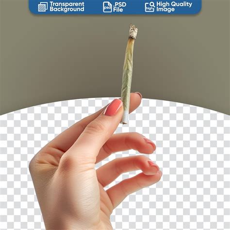 Mulheres um cigarro de cannabis na mão foto em close up PSD Premium