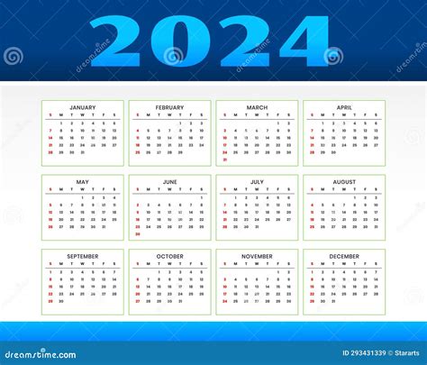 Eye Catching 2024 Monthly Calendar Template Manage Events Vector