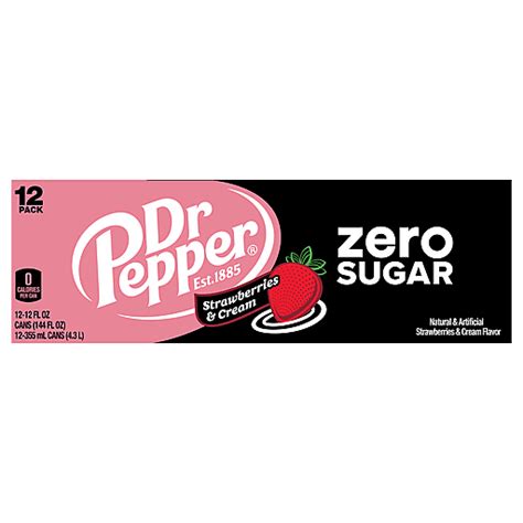 Dr Pepper Zero Straw N Cream 12 Pack Soft Drinks Foodtown