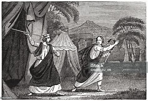 Saul Wants To Kill David Woodcut 1835 Stock Illustration Download