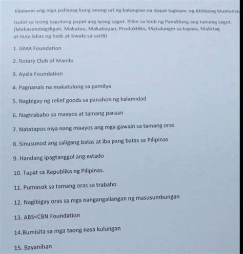 Kilalanin Ang Mga Pahayag Kung Anong Uri Ng Katangian Na Dapat Taglayin