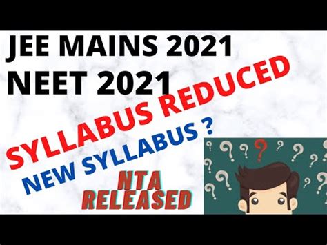 Jee Mains Syllabus Reduced Jee Mains Syllabus Changed Neet