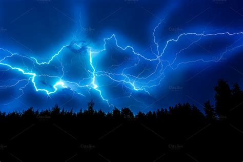 Lightning strike on a dark blue sky | High-Quality Nature Stock Photos ...