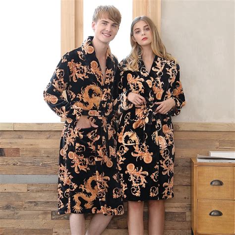 Coral Fleece Bathrobe Couples Kimono Men Bath Robe Winter Mens Robesrobes Aliexpress