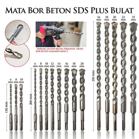 Jual Mata Bor Beton Hammer Impact Sds Plus Bulat Bobok Tembok X Mm