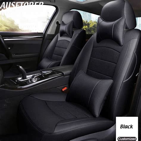 Ausftorer Custom Fit Genuine Leather Automobiles Seat Covers For Volvo V60 Seat Cover Set Car