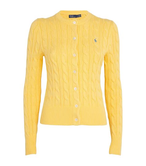 Womens Polo Ralph Lauren Yellow Cotton Cable Knit Cardigan Harrods Uk