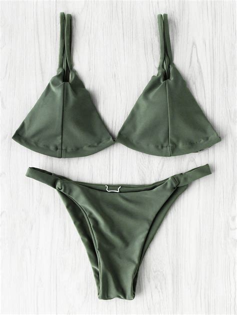 Double Strap Seam Triangle Bikini Set SheIn Sheinside