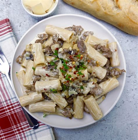 Creamy Mushroom Sausage Rigatoni Anothertablespoon