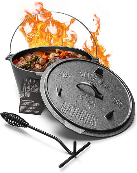 Amazon De MATUNUS Dutch Oven Set Eingebrannter Feuertopf Aus