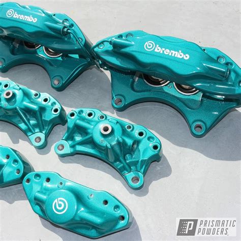 Brembo Brake Calipers in Jamaican Teal and Alien Silver | Prismatic Powders