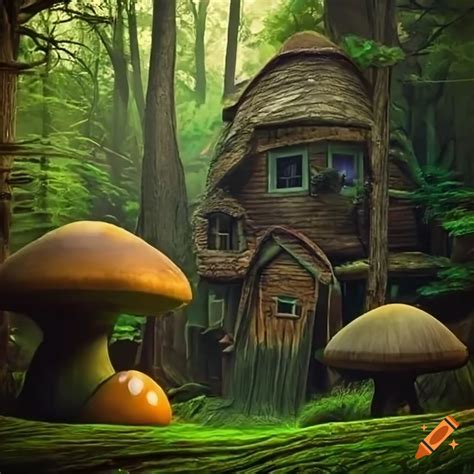 Smurfs In A Magical Forest With Mushroom Houses On Craiyon