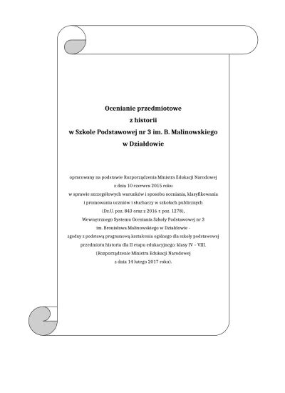 II WOJNA ŚWIATOWA Ocenianie przedmiotowe z historii w Szkole