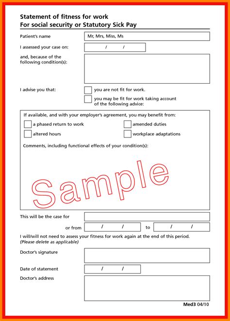 Printable Sick Note Form Printable Forms Free Online