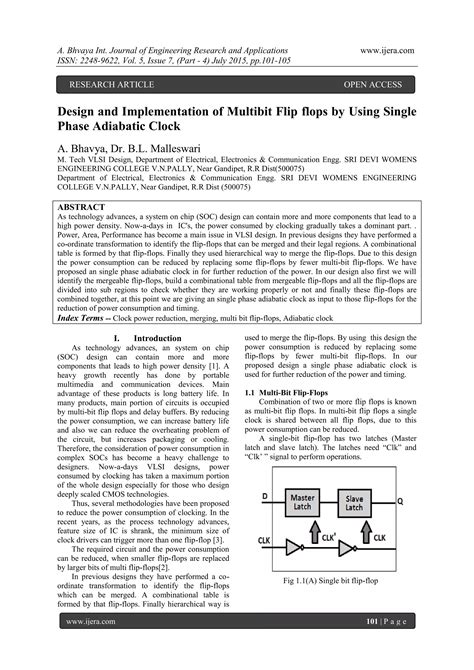 Design And Implementation Of Multibit Flip Flops By Using Single Phase