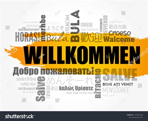 Willkommen Welcome German Word Cloud Different Stock Vector (Royalty ...