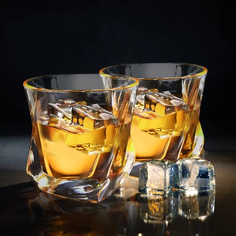 Yufda Whiskey Glasses 7 Oz Bourbon Glasses Set Of 4 Square Bottom Old