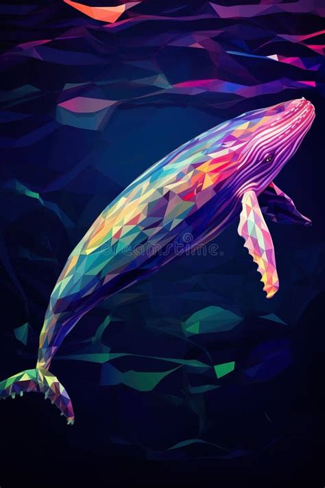 Colorful Illustration Of Magic Fantasy Whale Swimming In Open Space Or