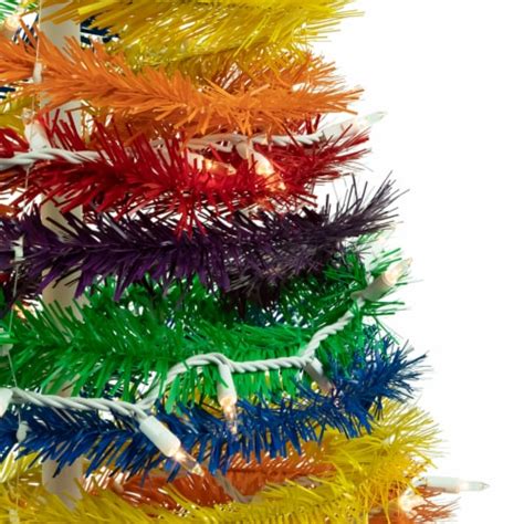 Northlight 4 Pre Lit Rainbow Tinsel Pop Up Artificial Christmas Tree