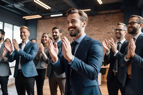 Applause Support And Motivation With A Business Team Clapping As An