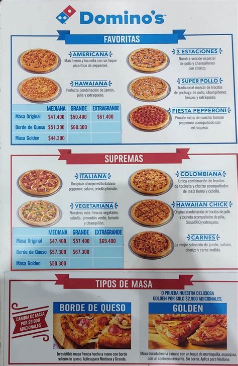 Carta Del Restaurante Domino S Pizza Del Julio Barranquilla Av